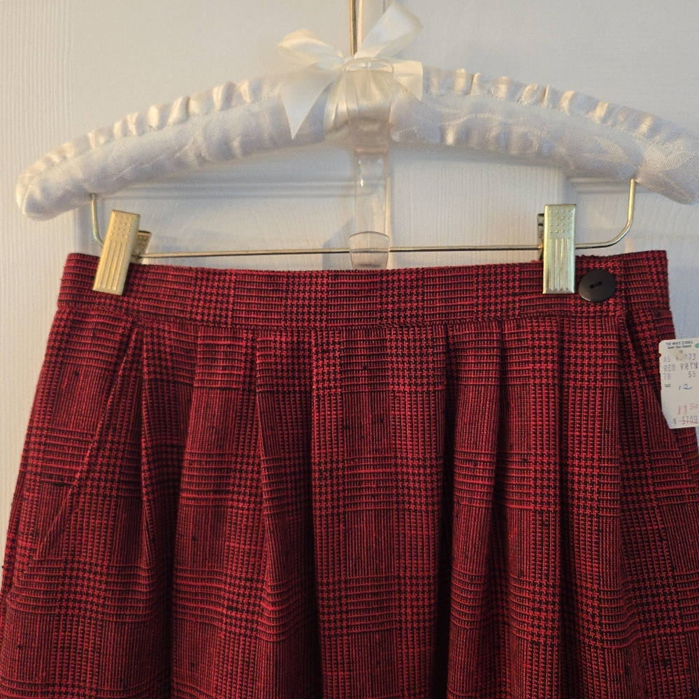 Vintage Olivia Red Plaid Midi Pencil Skirt NWT - Picture 6 of 8